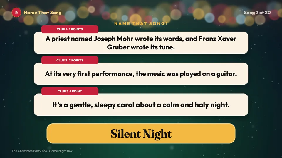 Name That Song: three clues and the answer, Silent Night